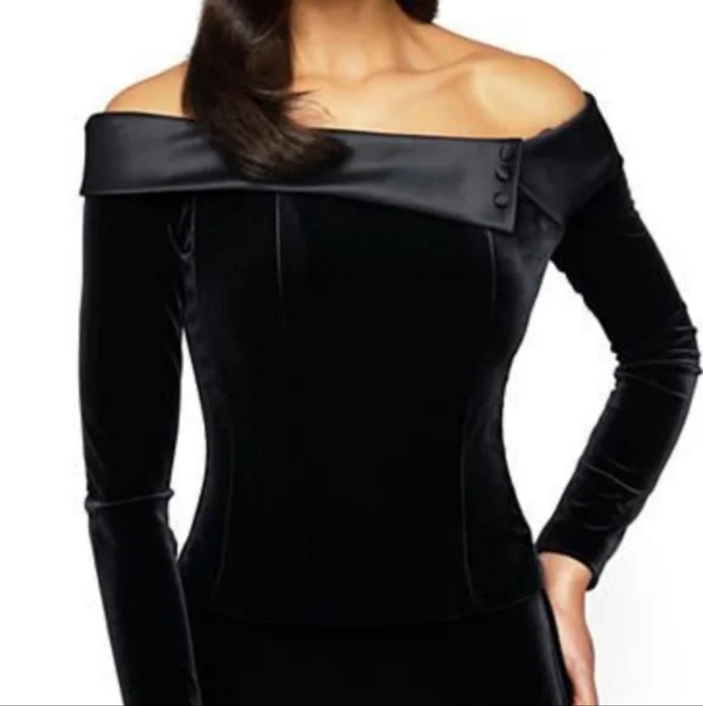 Alex Evenings elegant velvet and satin off the shoulder top XL